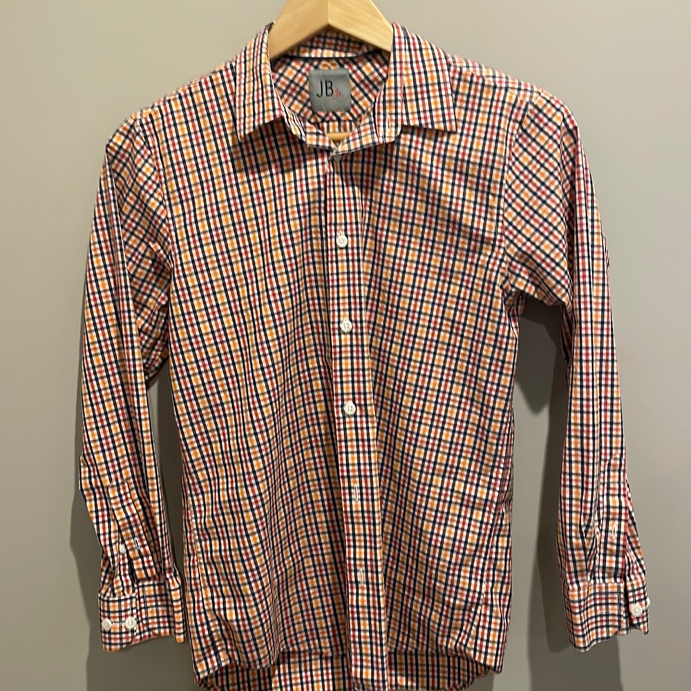 Orange plaid big boys (size 16) button down